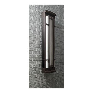 Lampe murale extérieure moderne, lumière de porche LED, panneau en verre aluminium noir, éclairage d'entrée, éclairage de jardin - Product Image 1
