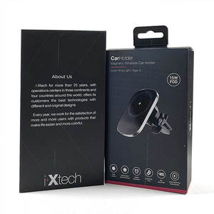 Boîte cadeau magnétique avec logo personnalisé, emballage en carton rigide pour chargeur sans fil, support de voiture et adaptateur secteur - Product Image 6