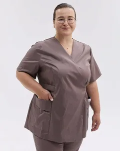 Wholesale Custom Canvas Tanning Salon Uniform Set Soft Breathable Tunic <b>Top</b> Pants Spa Specialist Apparel Low MOQ - Product Image 5