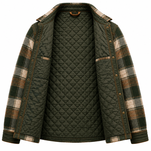 High Quality Men's Motorcycle <b>Flannel</b> Shirt Custom Logo Breathable Winter Protective Riding <b>Jacket</b> Quilted Plaid Outerwear - Product Image 6