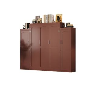 Lit Murphy en bois taille Queen avec 2 armoires de rangement, lit plateforme pliable multifonctionnel - Product Image 6