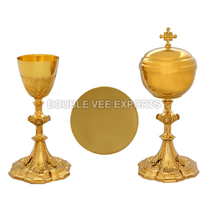 Juego de Cáliz, Patena y Ciborio Estilo Italiano |   Juego de Comunión Chapado en Oro – DOUBLE VEE EXPORTS - Product Image 2