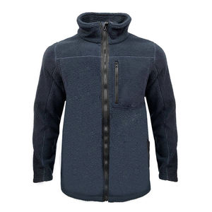 Veste en polaire sherpa noire personnalisée à fermeture éclair intégrale, col montant, poche zippée sur la poitrine, confortable et chaude pour l'hiver, manteau décontracté, vente en gros - Product Image 3