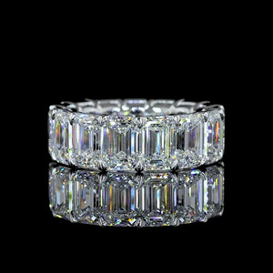 Lab Grown <b>Emerald</b> Cut Diamond Luxury Eternity <b>Band</b> <b>Ring</b> 10K 14K 18K Gold 925 935 Silver Anniversary Engagement Wedding Jewelry - Product Image 1