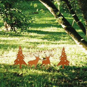 CIFbuy Statue da Giardino Rustiche, Set di Sculture Antiche in Metallo a Forma di Cervo e Albero, Decorazione per Prato e Patio, per Esterni di Fattorie, Arte da Giardino, Tendenza TikTok - Product Image 1