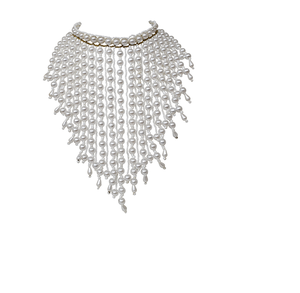 New Fashion Handcrafted Shoulder Cap Necklace Elegant Cut Out Pearls Chains Tassel <b>Shawl</b> Short Top Used - Product Image 4