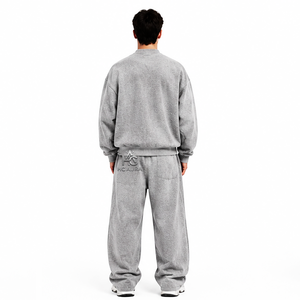 Chándal gris sostenible estampado para hombre, el más vendido, con cremallera completa, cuello alto, corte holgado, ropa informal con bolsillos laterales y logotipo personalizado - Product Image 3