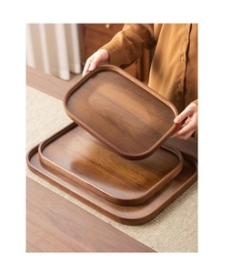 Premium <b>Black</b> Walnut Wood <b>Serving</b> <b>Tray</b> Set 3 Piece Rectangular Nesting Wooden Platters with Rounded Corners Eco Friendly platter - Product Image 1