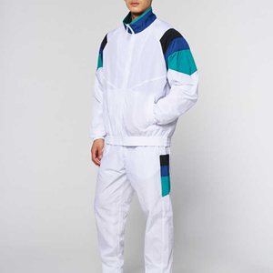 Ensemble coupe-vent homme color block à manches longues, col montant, fermeture éclair frontale, respirant, en polyester, style sportif, pour le printemps - Product Image 1