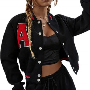 Veste varsity courte personnalisée pour femmes, veste bomber varsity courte - Product Image 1
