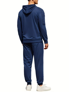 Men's Solid Terry Winter 300g Tracksuit 2-Piece Pullover Hoodie Sweatsuit Set Casual Jogging Athletic Drawstring 100% Cotton - Product Image 4