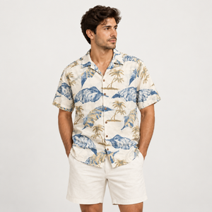 Classic <b>Mens</b> Camp Collar Beach <b>Shirts</b> 100% Viscose Short Sleeve Printed <b>Hawaiian</b> Casual Summer Resort Vacation Wear Wholesale XL - Product Image 4