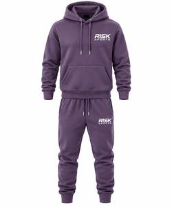 Ensemble jogging et sweat à capuche en molleton 100 % coton tricoté uni pour homme – Idéal pour l'hiver et les tenues décontractées - Product Image 1