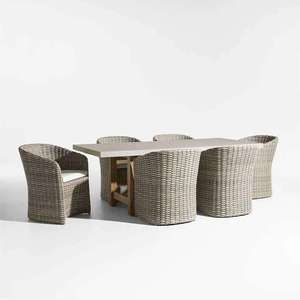 Fauteuil en rotin moderne pour l'extérieur, chaise de salle à manger avec coussin en polyester, mobilier contemporain pour patio, jardin, restaurant, hôtel - Product Image 3