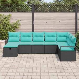 Set da giardino in polyrattan nero da 8 pezzi con divano contenitore e cuscini - Product Image 3
