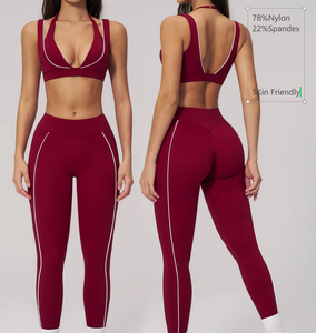 Conjunto Deportivo de Dos Piezas para Mujer, Nylon Sin Costuras, Bra con Talle Alto y Pantalones Acampanados, para Yoga y Fitness - Product Image 6