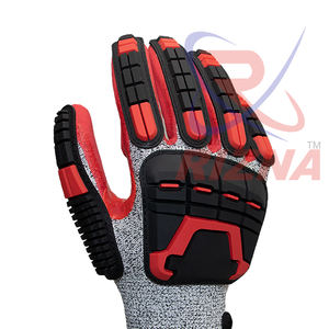Guantes de Protección Anticorte para Trabajo, Guantes de Nitrilo Rojo Arena en la Palma, Guantes de Alto Impacto para Minería, Guantes Resistentes a Impactos - Product Image 4