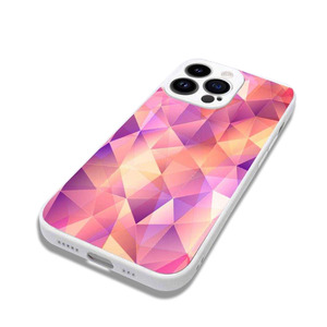 เคสโทรศัพท์กรอบสีขาวติดเพชรสีชมพูสำหรับตกแต่งโทรศัพท์ - Product Image 2