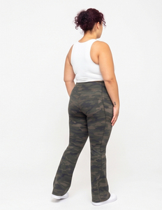 Gym Fitness Plus Size Leggings Camo Printed Flare Yoga Pants High Waist Gym Workout Flare Pants Polyester Camo Printed <b>Tights</b> - Product Image 4