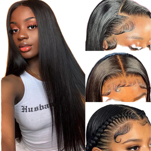 Perruque Lace Front Longue et Douce, Sans Colle, Yaki 26 Pouces, Lisse Crépu, Noir Naturel, Pré-épilée avec Baby <span class=keywords><strong>Hair</strong></span>, pour Femmes Noires, Usage Quotidien - Product Image 1