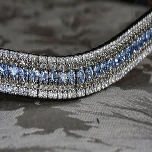 Banda de cejas de caballo de cuero indio en forma de onda de alta calidad con cinco filas de cristales de vidrio más finos diamantes de imitación banda de cejas ostentosa - Product Image 5