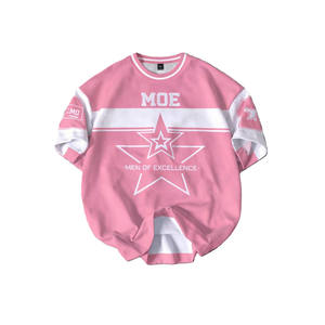 Women Oversized Streetwear Jersey <b>Sweatshirt</b> Cotton Blend Round Neck Graphic Number Top Custom Logo American Football Jersey - Product Image 3