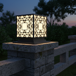 Lámpara LED para Pilar de Puerta, Diseño Geométrico Clásico, Decoración CM para Exteriores, Villa, Acero con Recubrimiento de Polvo Negro, Luz Cálida, CA 220V (±10%) - Product Image 5