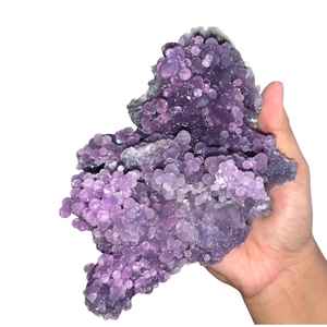 Spécimen d'agate de raisin violette naturelle, grappe de cristaux de calcédoine botryoïdale, pierre de guérison, petite taille 5-10 cm - Product Image 4