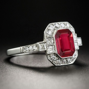 925 Sterling Silver <strong>Lab</strong> <strong>Created</strong> Emerald Cut <strong>Ruby</strong> Engagement <strong>Ring</strong> Order Online Shop Now Latest Fashion Jewelry at Best Deal - Product Image 2