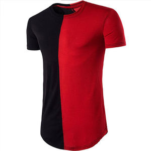 Camisetas Transpirables de Cuello Redondo en Color Negro y Rojo, Camisetas Casuales para Hombre, Camiseta de Manga Raglán de Dos Tonos para Hombre - Product Image 1