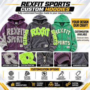 Wholesale Unisex Washed Fleece <b>Hoodie</b> With <b>Large</b> Chest Letter Applique Distressed Kangaroo Pocket And Ribbed Custom Sweatshirt - Product Image 5