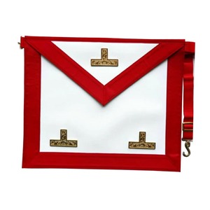 Worshipful Master Scottish Rite <b>Apron</b> <b>White</b> & Red with Three Golden Triple Taus Custom Styles For Your Masonic Regalia <b>Aprons</b> - Product Image 1