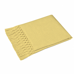 Solid Yellow Cotton Throw <b>Blanket</b> With Tassels Design Morden Cotton Throw for Home Decor All Season Use. - Product Image 6