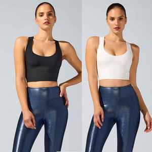 Top Deportivo de Yoga con Espalda Cruzada Gris y Logotipo Personalizado, Talla Adulto, Ropa Deportiva de Secado Rápido y Transpirable, a Prueba de Impactos, para Mujer - Product Image 6