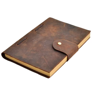 สมุดบันทึกปกหนังแข็งแบบสั่งทำพิเศษ สมุดวาดภาพพร้อมสายรัดแบบโบราณ ปิดด้วยตัวล็อค เย็บด้วยด้าย ทำด้วยมือ 200 หน้า ดีไซน์ไม่ซ้ำใคร - Product Image 4