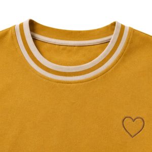 Mustard And <b>White</b> Women Short Sleeve T Shirt And Wide Leg Pants Lounge <b>Set</b> Custom Casual Two <b>Piece</b> Outfit With Contrast Panels - Product Image 5