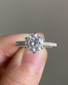 3.20 CT Round Lab Diamond Engagement Ring 14K Solid Rose Gold Hidden Halo Solitaire Ring 6 Heart Prongs Statement Bridal Ring - Product Image 2