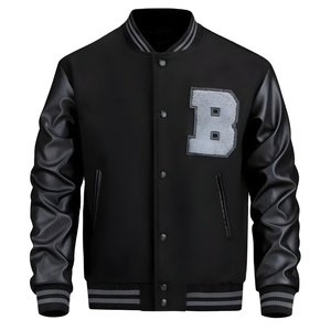 Blouson universitaire d'hiver pour homme en laine Melton avec manches en nylon/coton, col montant, personnalisable, style Letterman, écologique, respirant et coupe-vent - Product Image 1