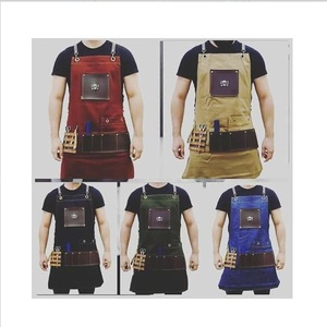 Tablier de coiffeur en cuir imperméable personnalisé pour salon de coiffure, tablier de barbier en jean pour la coupe de cheveux - Product Image 2