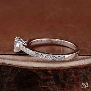 Classic Round Lab Diamond <b>Ring</b> 0.50CT Cathedral Pave Band IGI Certified 10K White Gold <b>Dainty</b> Engagement <b>Ring</b> - Product Image 2