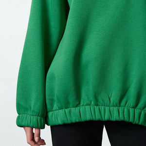 Sudadera de punto verde extragrande para mujer, 100% algodón, hombros caídos, cuello alto, manga larga, para otoño, corte regular - Product Image 6