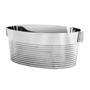 Industrial Silver Finished <b>Beer</b> <b>Chiller</b> in Smooth Design Champagne Ice Bucket With Handle Party Ware Oval Wine Cooler - Product Image 6