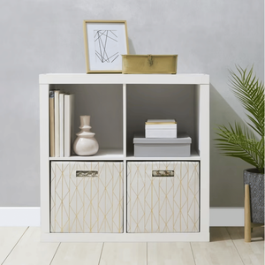 Organizzatore di Stoccaggio a 4 Cubi con Texture Bianca, Eleganti Cesti Intrecciati - Product Image 5