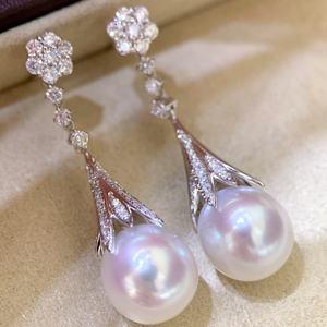 Pendientes de Perlas de Agua Dulce de 6-7 mm, Color Blanco, de Alta Calidad, con Diseño de Fritillaria Trifolium y Aguja Plateada, Estilo Moderno - Product Image 1