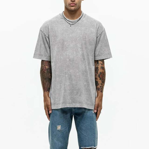 Nouveau design, vente en gros, t-shirt vierge en coton personnalisé pour le fitness, à manches courtes, pour hommes, en promotion, style décontracté, effet délavé à l'acide - Product Image 3