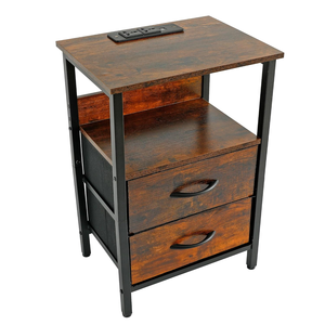 Wholesale Price Wooden Cabinet <b>with</b> Metal Frame <b>Side</b> <b>Tables</b> 2 Tier Storage Cabinet for Living Room, <b>Drawing</b> Room, Office - Product Image 2