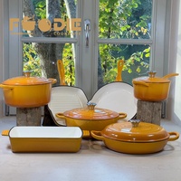 Ensembles de batterie de cuisine en fonte émaillée de qualité supérieure, vente en gros, casseroles chauffe-plats anti-rouille, ensembles de marmites de cuisson domestiques