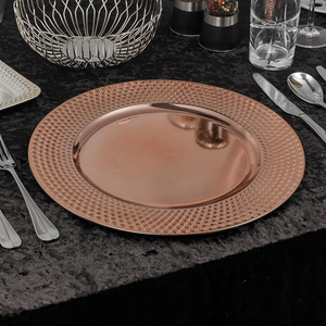 Assiette de service décorative en cuivre martelé, aspect cuivre, vaisselle décorative de luxe pour la maison, l'hôtel, le restaurant, le mariage - Product Image 6