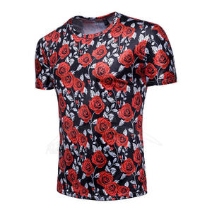เสื้อยืดผู้ชายลายกุหลาบ พิมพ์โลโก้ด้านหน้า แขนสั้น คอกลม ผ้าถัก สไตล์ลำลอง ซับลิเมชั่น พูลโอเวอร์ น้ำหนัก 320 กรัม แบบอัดแน่น - Product Image 2
