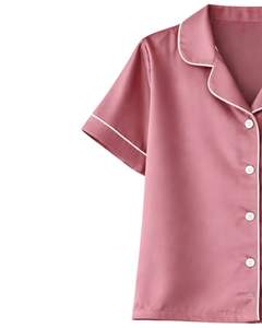 Conjunto de Pijama de Satén Rosa Polvoriento Personalizado para Mujer, Manga Corta, con Botones, Estilo Seda, Dos Piezas, Ropa de Dormir, Conjunto de Pantalones Cortos para Descansar - Product Image 3